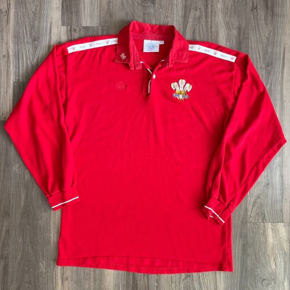 Vintage Halbro Wales Rugby Jersey Men's Size M Made In The UK Red Long Sleeve